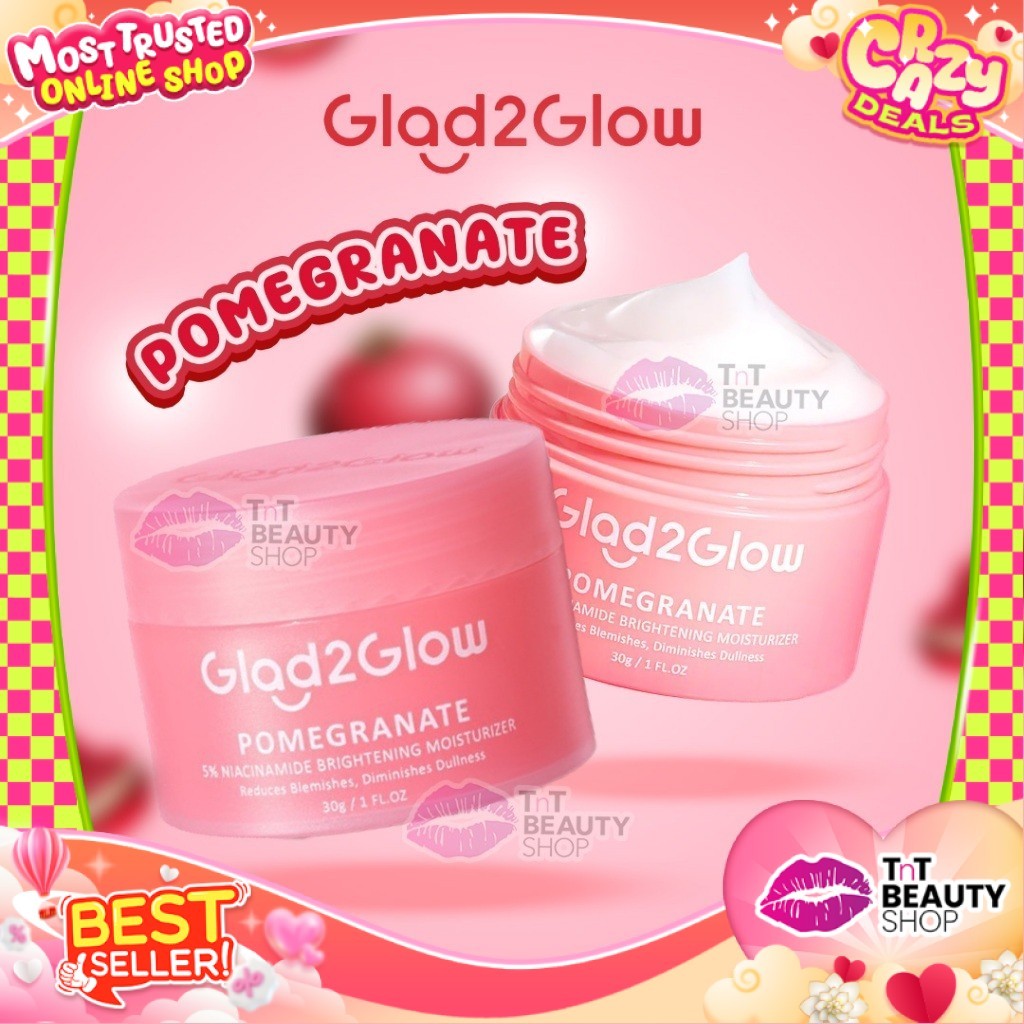 Glad2Glow Pomegranate Niacinamide Brightening Moisturizer Delima Glad 2 Glow G2G | TnT Beauty Shop