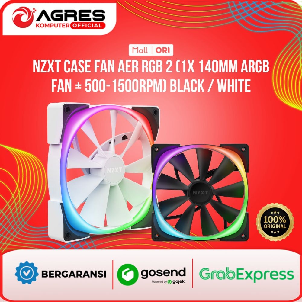 NZXT CASE FAN AER RGB 2 (1X 140MM ARGB FAN + 500-1500RPM) BLACK
