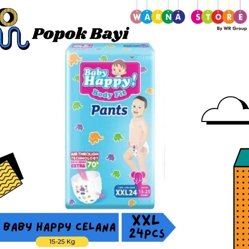 WARNA Baby Happy XXL24 / Baby Happy XXL 24 / Baby Happy Pants XXL24 / Popok Celana Bayi XXL