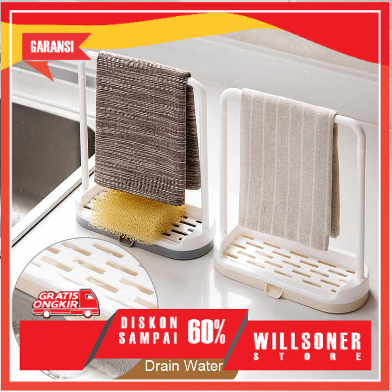 Rak Pengering Lap Dapur dan Tempat Spon Sabun Cuci Piring Bak Wastafel Sink