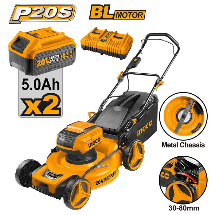 Cordless Lawn Mower 40V Brushless INGCO LMLI20202 Mesin Potong Rumput Dorong Baterai Grass Trimmer P