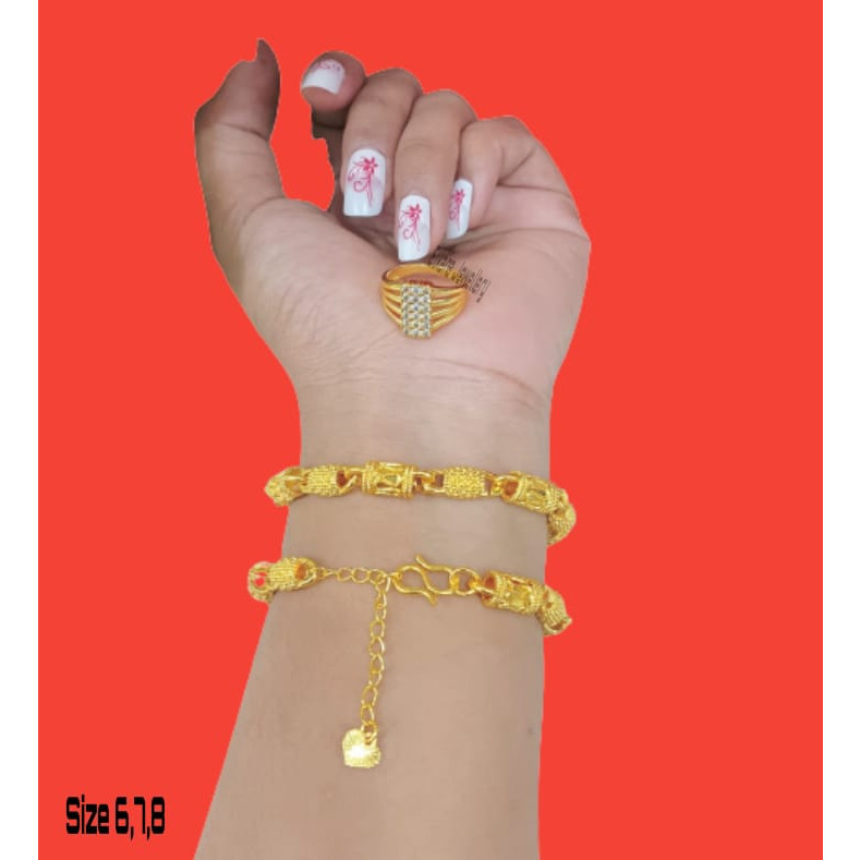 Set Gelang+Cincin Titanium Anti Karat Anti Luntur xuping