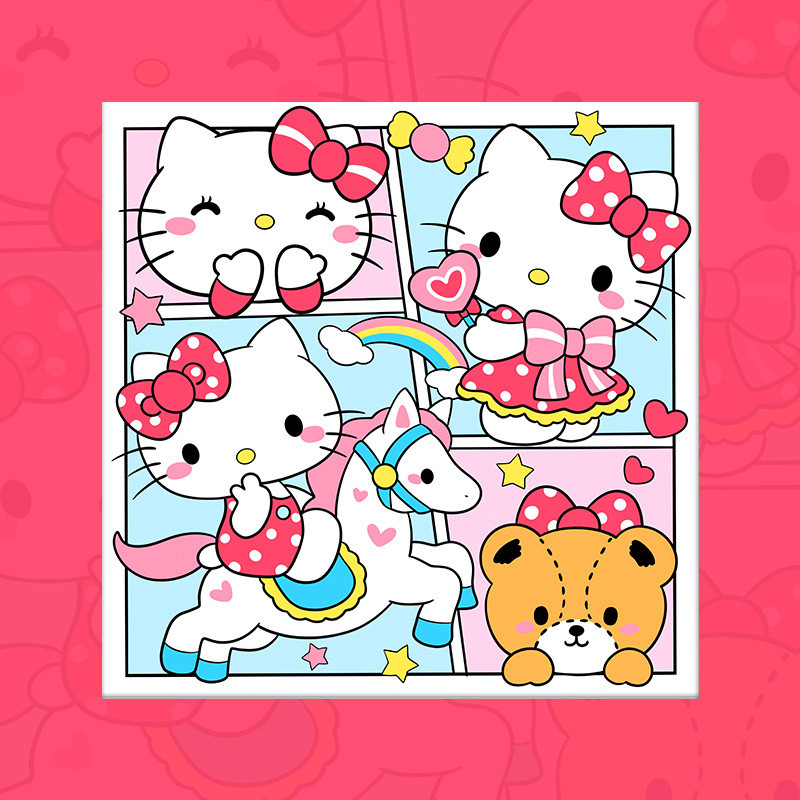 

Sanrio Cartoon Painting By Numbers Hello Kitty Acrylic Paint Kit Handpainted Artcraft On Canvas Ready Frame Home Decoration