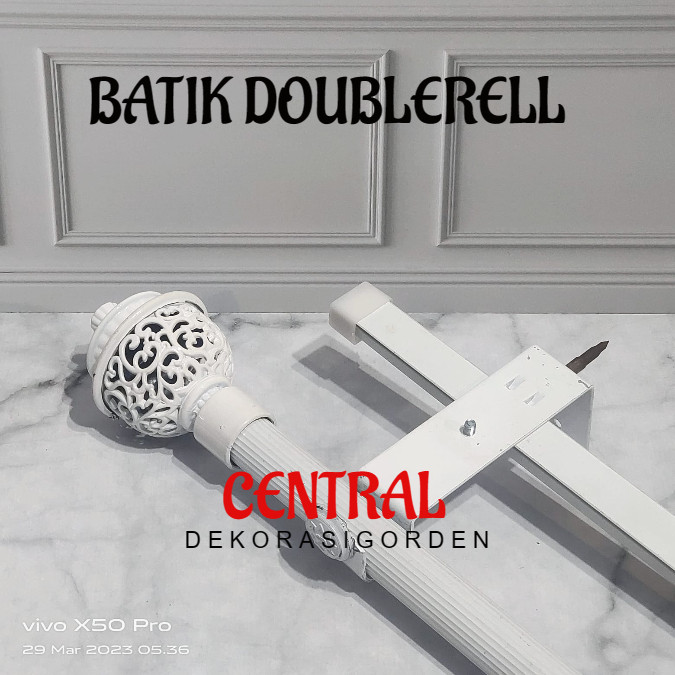GANDISUARTINILARISSHOP Batang Tiang Besi Gorden Double Full Set Rel Vitrase Lengkap 1 1.5 2 Meter