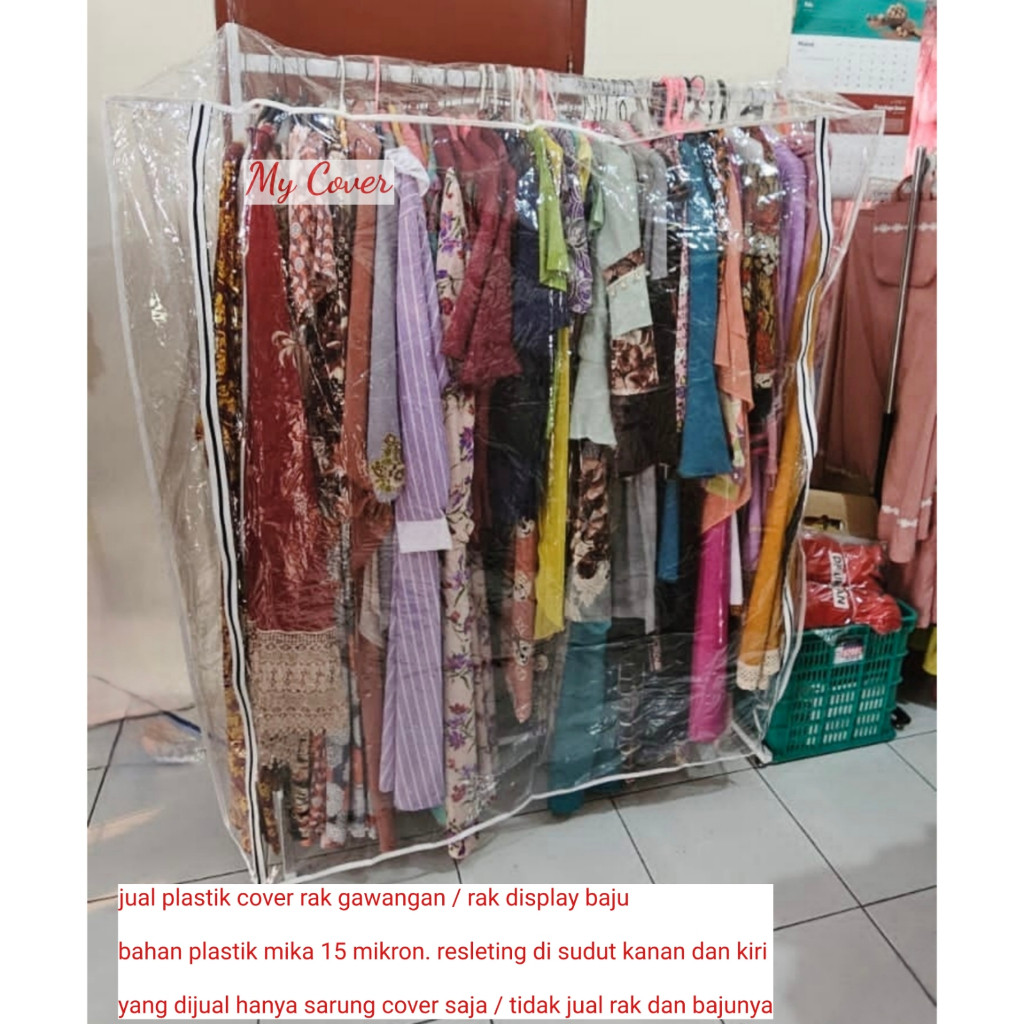 PUJEGANSHOP sarung plastik gantungan baju anti debu / cover plastik jemuran baju anti air / sarung r