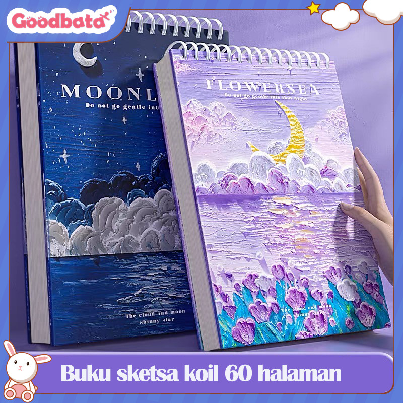 

【Goodbata】Sketchbook A4 Aesthetic Buku Gambar Vertikal Jilid Spiral 60 Lembar/120 Halaman