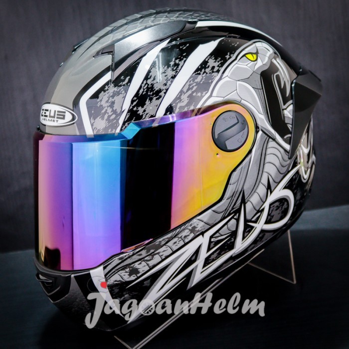 ZEUS HELM ZS811 AL48 | BLACK WHITE | ZS 811 +SMOKE VISOR - STANDAR, M