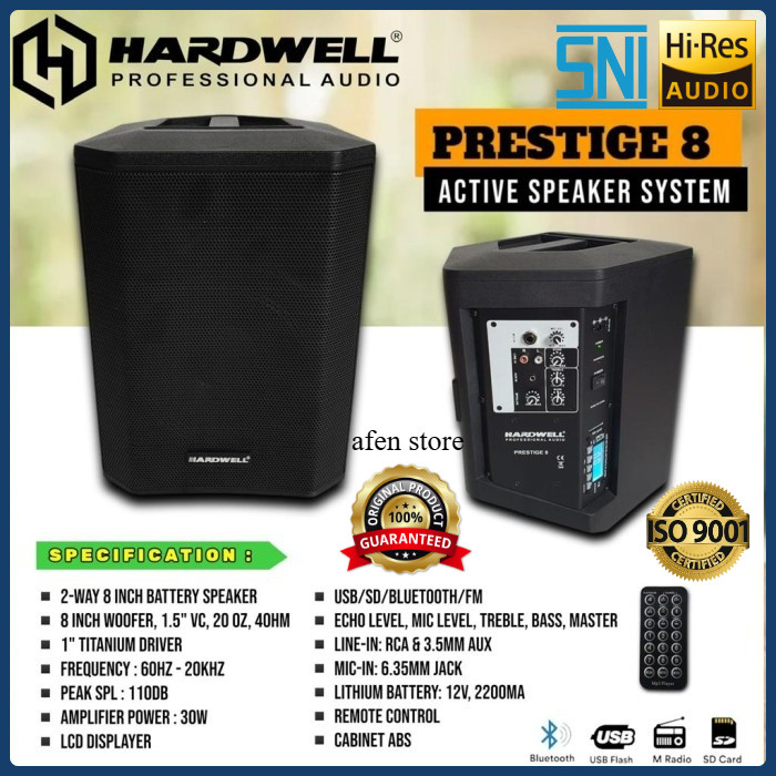 Speaker Portable Hardwell Prestige 8 / PRESTIGE8 Monitor Active Speaker 8inch USB Bluetooth Original