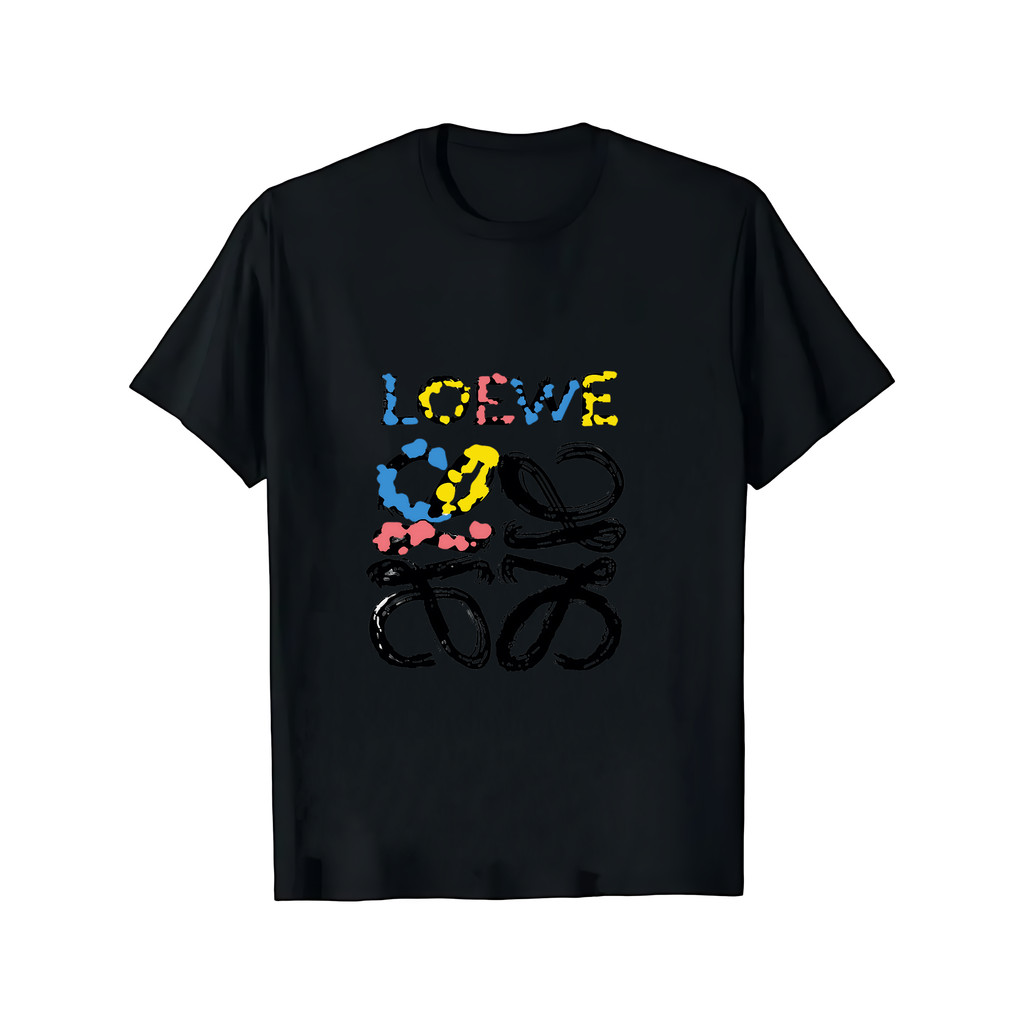 Kaos Sweater Pria Loewe Cerita Biru Baltimore & Merah Robert Kain Katun Tali Leher Klasik Jeda Pende