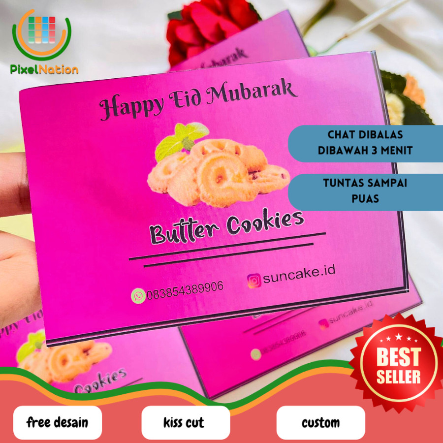 

PiNat STIKER KUE LABEL, KUE KERING, KUE KERING TOPLES, KUE LEBARAN persegi