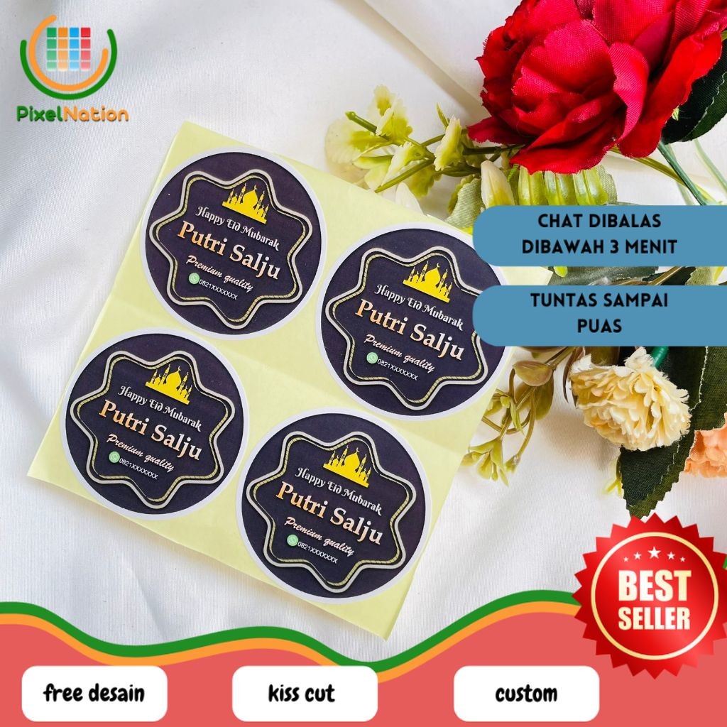 

PiNat Cetak Sticker Label Toples Kue Kering Lebaran Stiker Hampers Cookies Idul Fitri Bulat