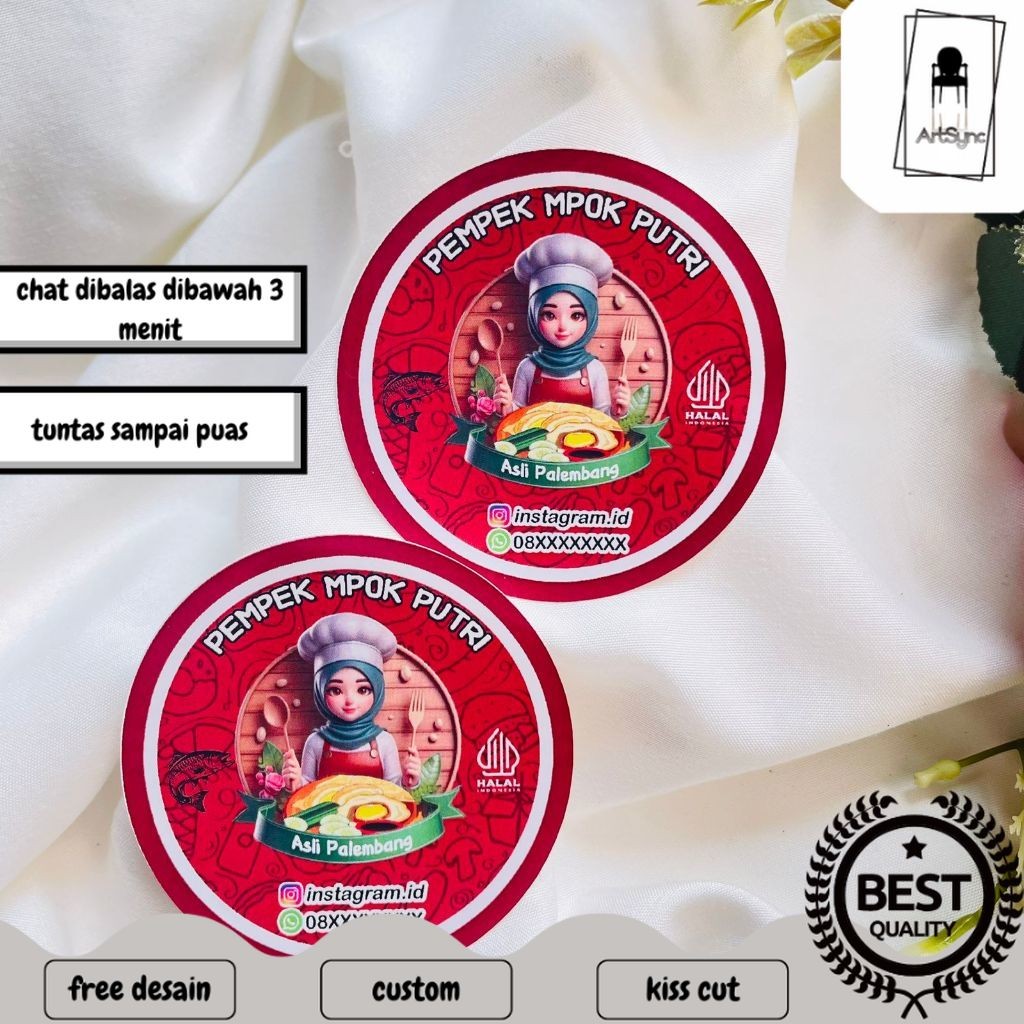 

Syncart Sticker Chromo Bulat Pempek Makanan Packaging Stiker Produk Khas Palembang Custom Nama 2-4