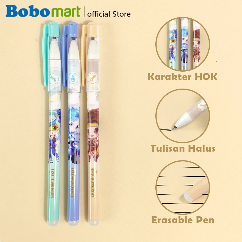 

BOBOMART Erasable Gel Pen Pulpen Bisa Dihapus GP-1323 Honor of Kings 0.5 mm
