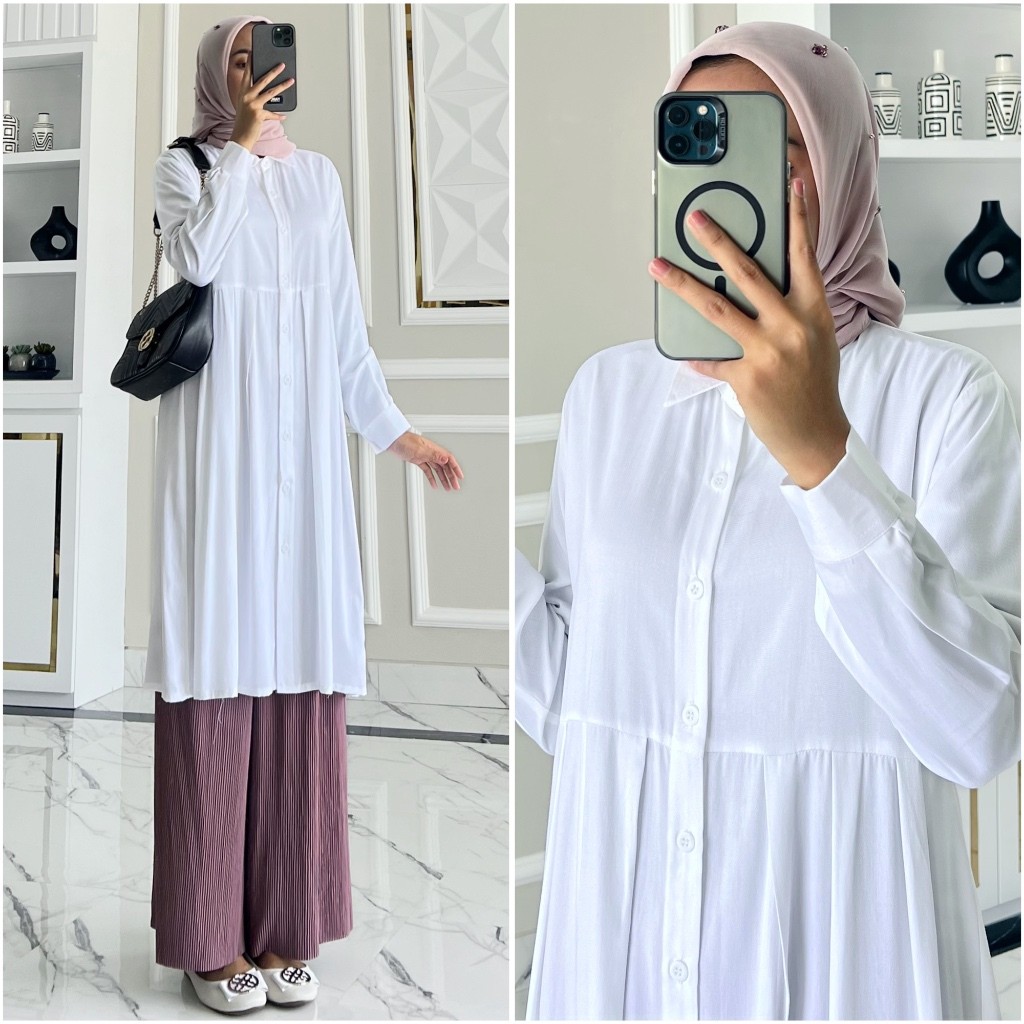 Gamis wanita syari  model baruHAFSA tunik by Zalfa Outfit / Tunik rayon twill premium murah modern