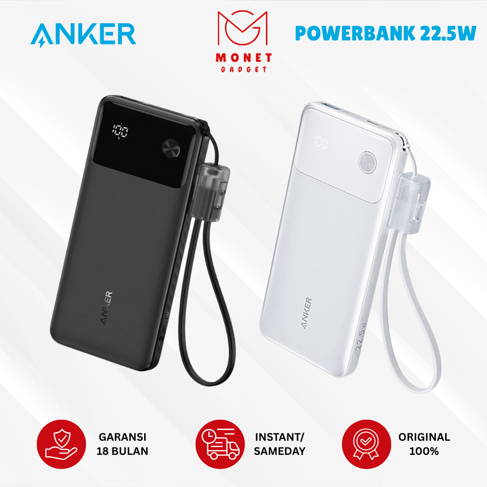 [MONET] Anker Powerbank 10000mAh 22.5W Powerbank Fast Charging with Type C to C Cable A1388
