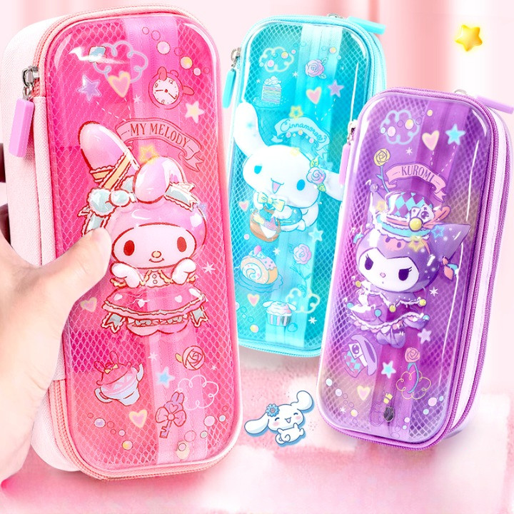 

( OTH1247 ) Kotak tempat pensil pencil case organizer 3D anak perempuan - sanrio kuromi cinnamoroll melody - purple ungu pink merah muda blue biru