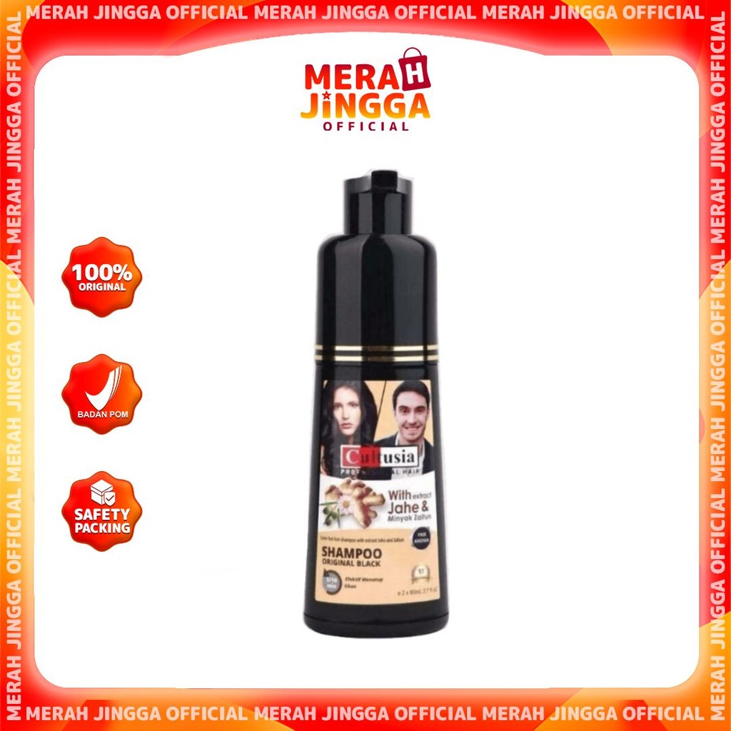 CULTUSIA Coloring Shampoo  | Original Black With Ekstrak Jahe & Minyak Zaitun | MJO
