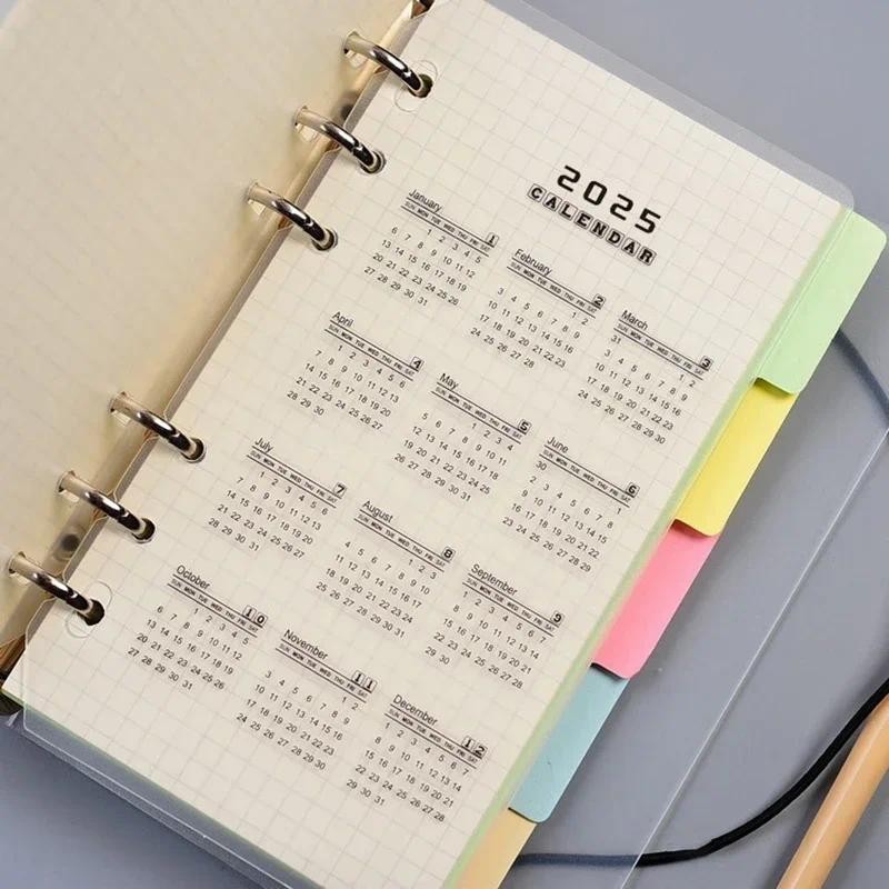 

2 Sheets A5 A6 Binder Dividers 2025 Calendar Notebook Index Dividers Loose Leaf Notepad Agenda Planner Diary Bookmarks Office