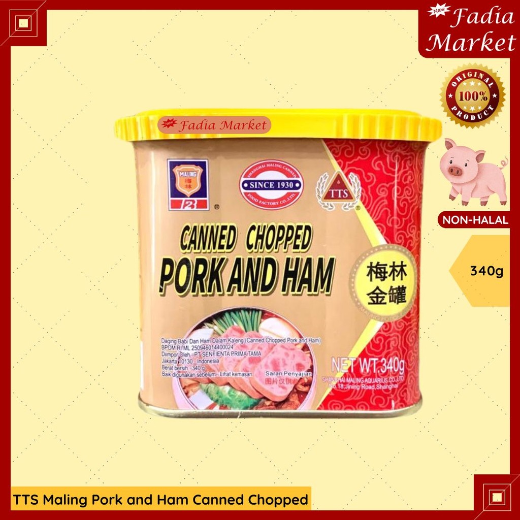 

TTS Maling Pork and Ham Chopped Daging Ham Babi Potongan Kaleng NON HALAL 340g