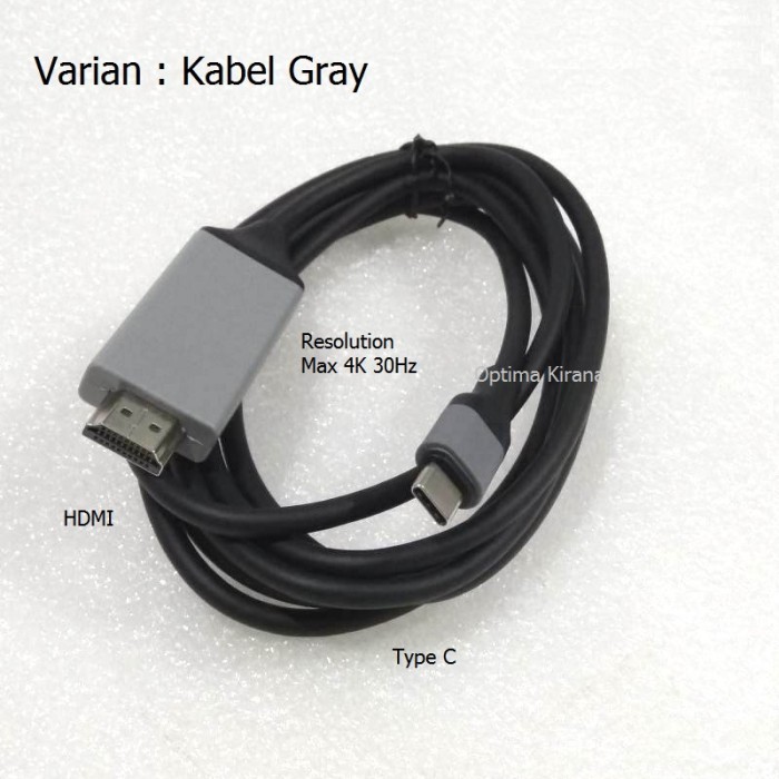 KABEL HDTV MIRRORING USB TYPE C TO HDMI 4K 2.0M FOR GALAXY S8 - KABEL GRAY