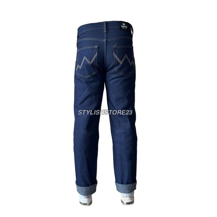 CELANA DENIM SELVEDGE ACCENT 15 OZ BLACK INDIGO BLUE INDIGO BAHAN RAW DENIM BISA FEDING - WHITE LINE