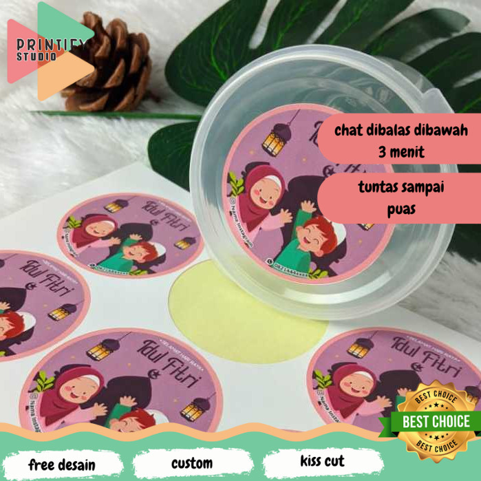 

Printify 2-4 Cetak Sticker Label Bulat Idul Fitri Stiker Lebaran Toples Label Kue Lembaran A3+