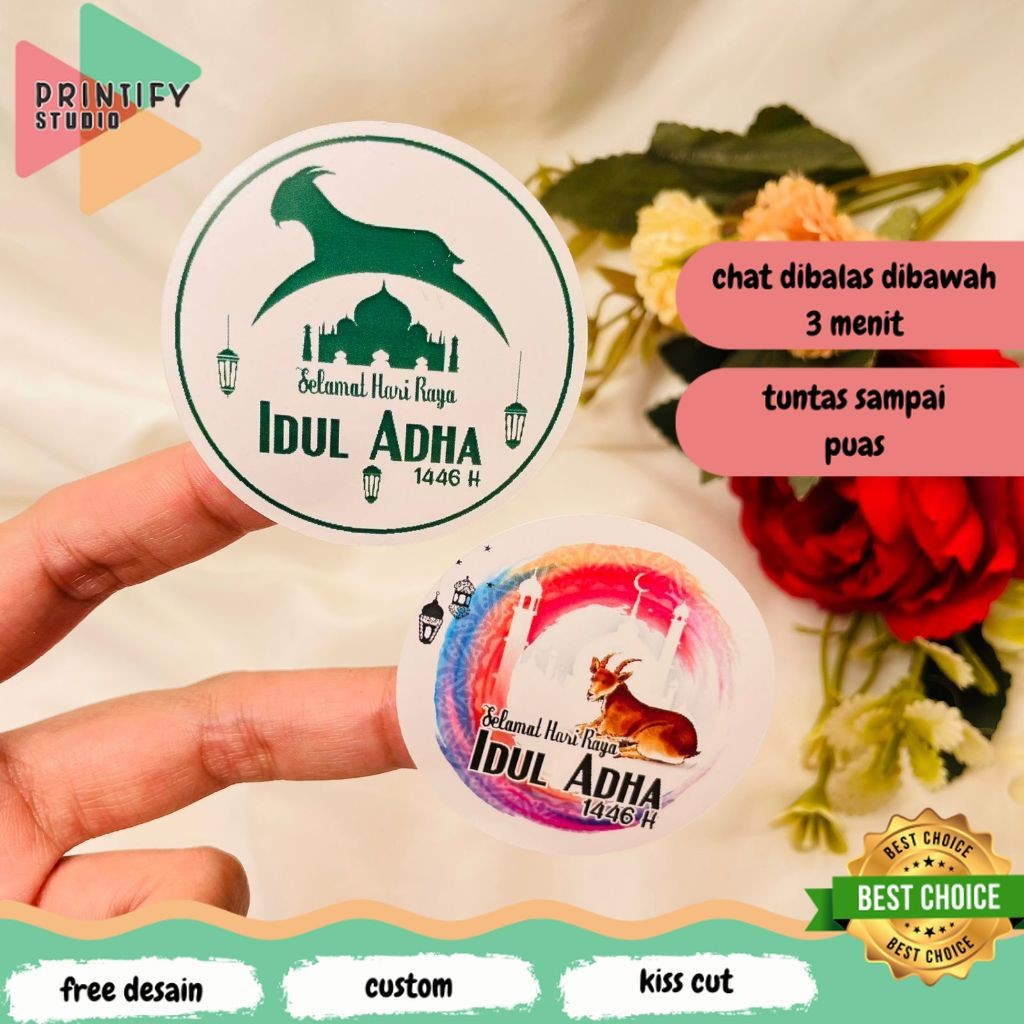 

Printify 2-4 Sticker Hampers Eid Bulat Sticker Selamat Hari Raya Idul Adha Free Desain Custom
