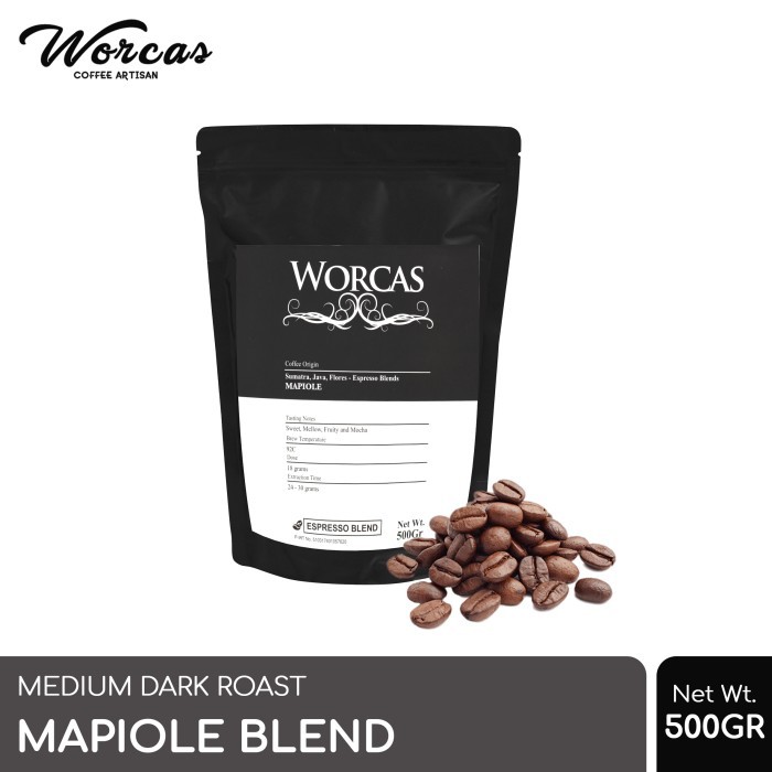 

Kopi Mapiole Espresso Blend 500 Gram (Biji/Bubuk) | Worcas Coffee - KOPI BIJI