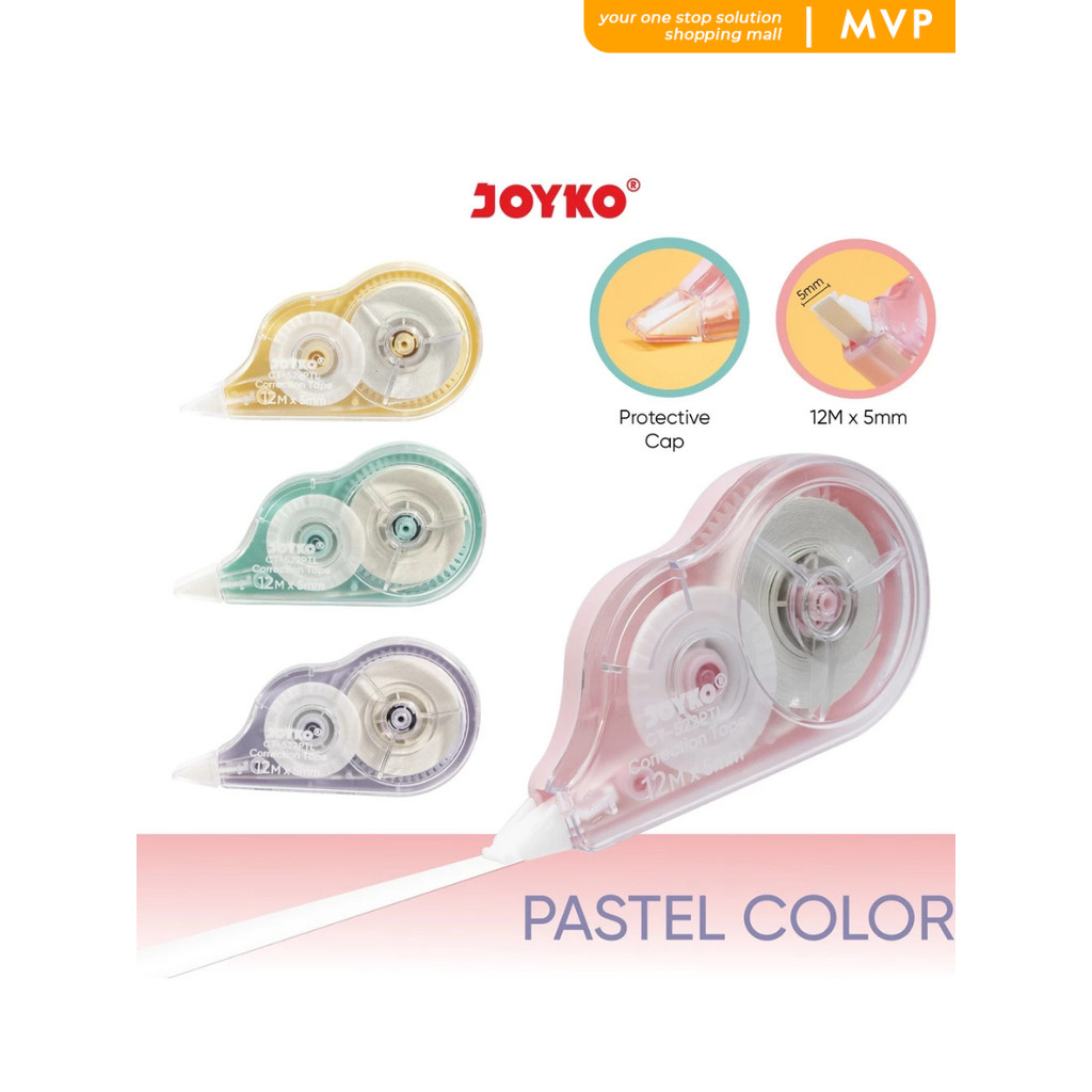 

MVP Pita Koreksi Correction Tape Joyko Tip Ex Joyko Pastel
