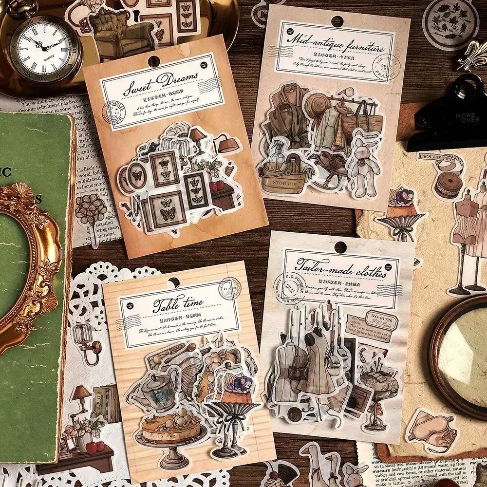 

Journamm 40pcs/pack Antique Stickers Kit Washi Paper DIY Scrapbooking Materials Decor Junk Journal Collage Stationery Stickers