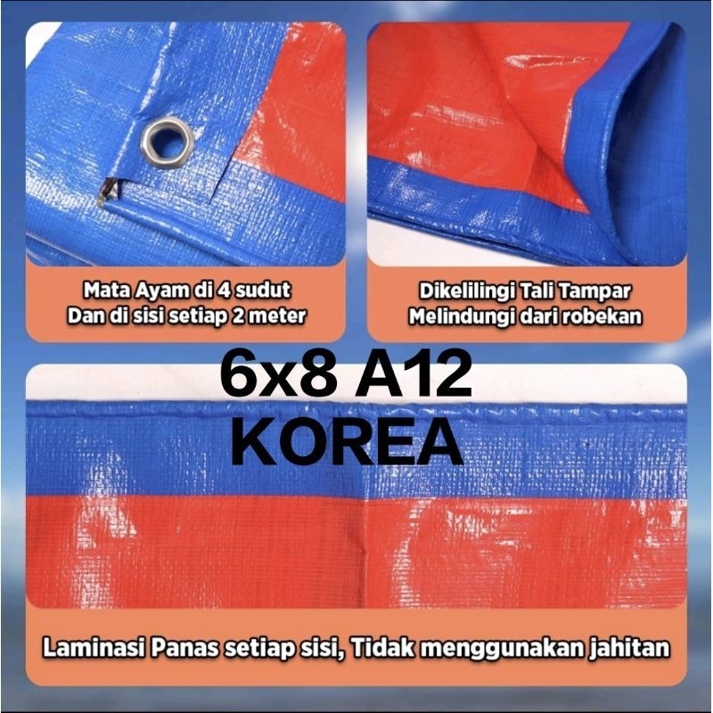 Terpal 6x8 A12 korea Asli tebal tahan panas dan hujan