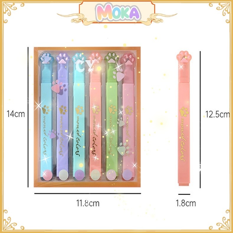 

MOKA 1 Set 6Pcs Stabilo Bentuk Paw Kitten Lucu / Stabilo Warna Warni Karakter Paw Kucing MKP106