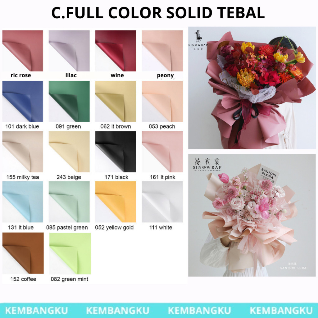 

(Lembaran) Cellophane Full COLOR SOLID TEBAL Kertas Buket murah