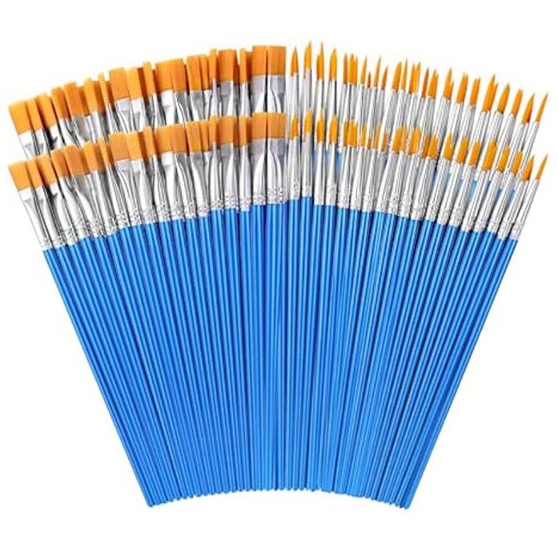

BEDW-Small Paint Brushes,160 Pcs Nylon Hair Paint Brushes With Flat & Round Pointed Acrylic Paint Brushes Set