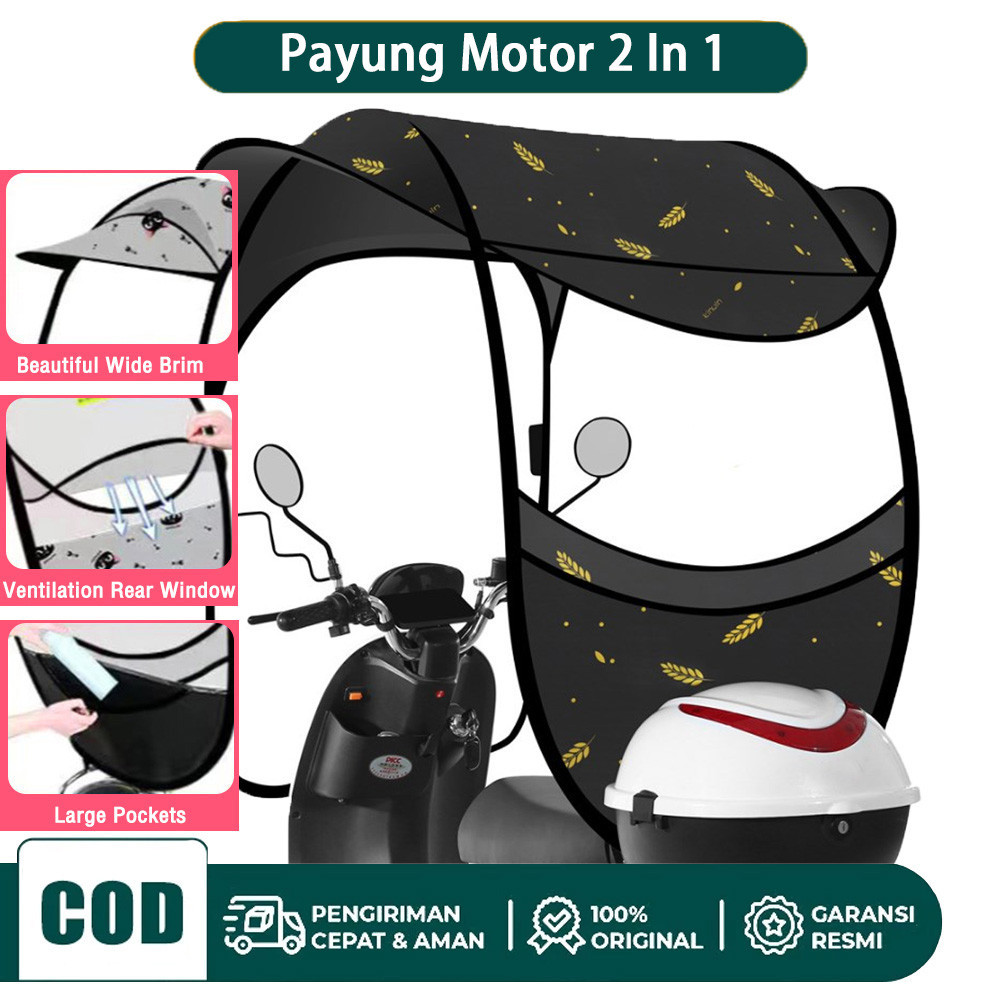 KATLENSHOP Payung Motor Tenda Motor 2 In 1 Kanopi Pelindung Hujan Dan Panas Matahari Payung sepeda m