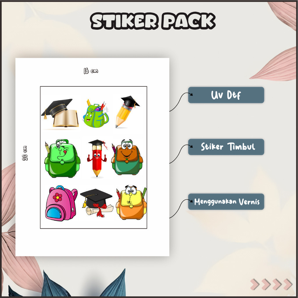 

Stiker Sticker Setiker Setikker Pack UV DTF Motif Perlengkapan Sekolah Merah Putih Biru P16