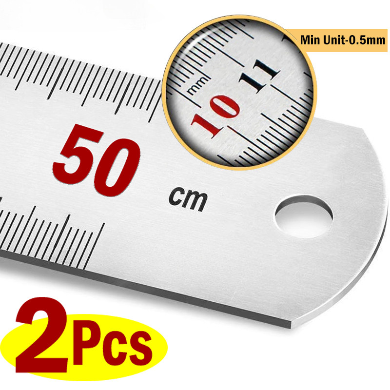 

Stainless Steel Metal Straight Ruler Double Sided Precision Measuring Tool Metric Ruler 50cm DIY Drawing Centimeter Inches Scale