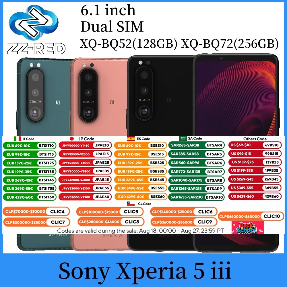 Original Sony Xperia 5iii 5 iii 5G Dual Sim XQ-BQ52 XQ-BQ72 6.1" 8GB RAM 128/256GB ROM Snapdragon 88