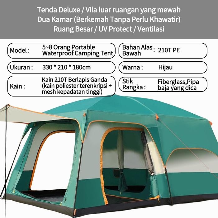 promo 5-8 Orang Waterproof Camping Tent / Portable Tenda / Tenda Camping - 5-8 orang terlaris