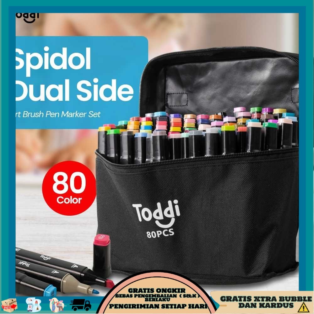 

TQK - Toddi Spidol Dual Side Fine Art Brush Pen Art Marker Set 80 Color - HL270