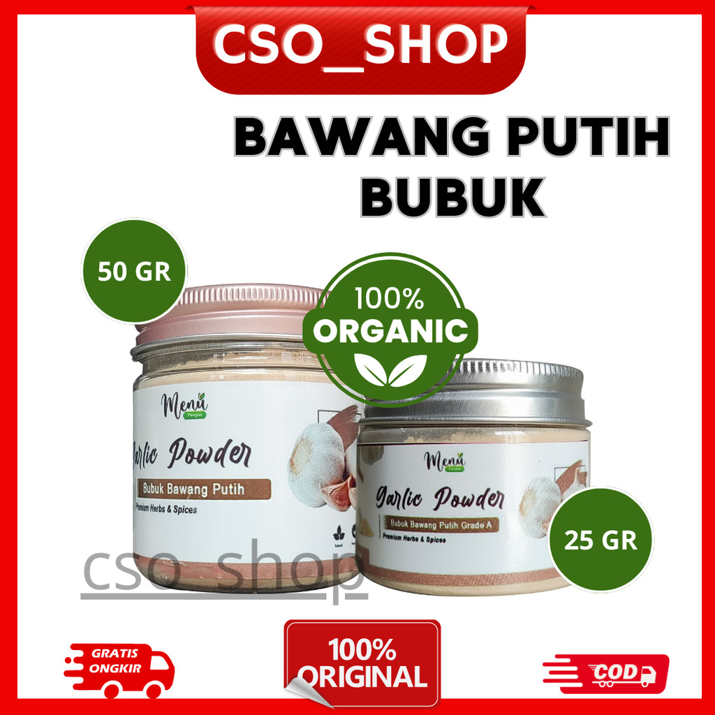 

Bawang Putih Bubuk Alami - Bumbu Praktis untuk Semua Jenis Masakan - Garlic Powder Asli MenuPangan
