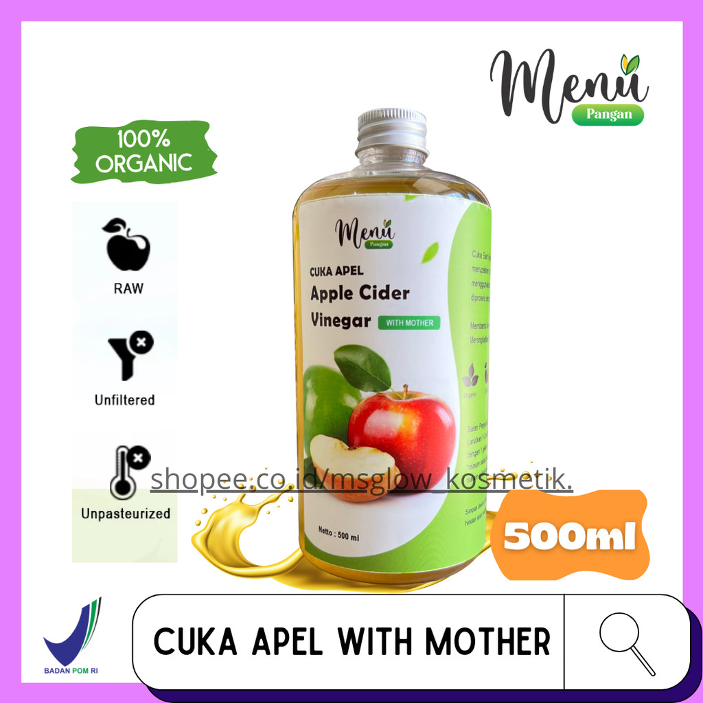 

CUKA APEL WITH MOTHER - Cuka Apel Untuk Diet | Pencernaa - Apple Cider Vinegar Original 500ml