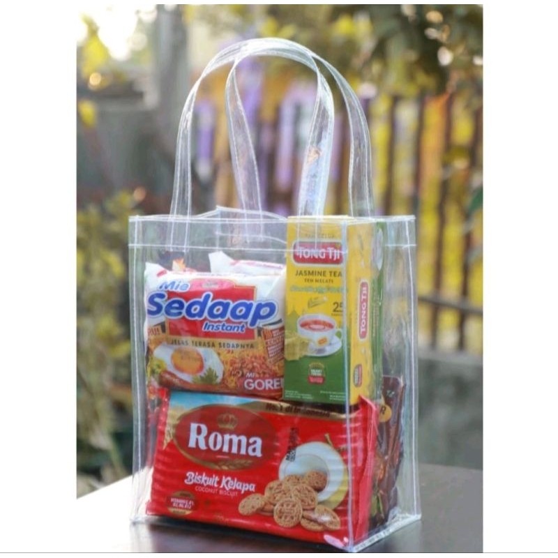 

COD Tas mika transparan/tas tenteng/tas hampers