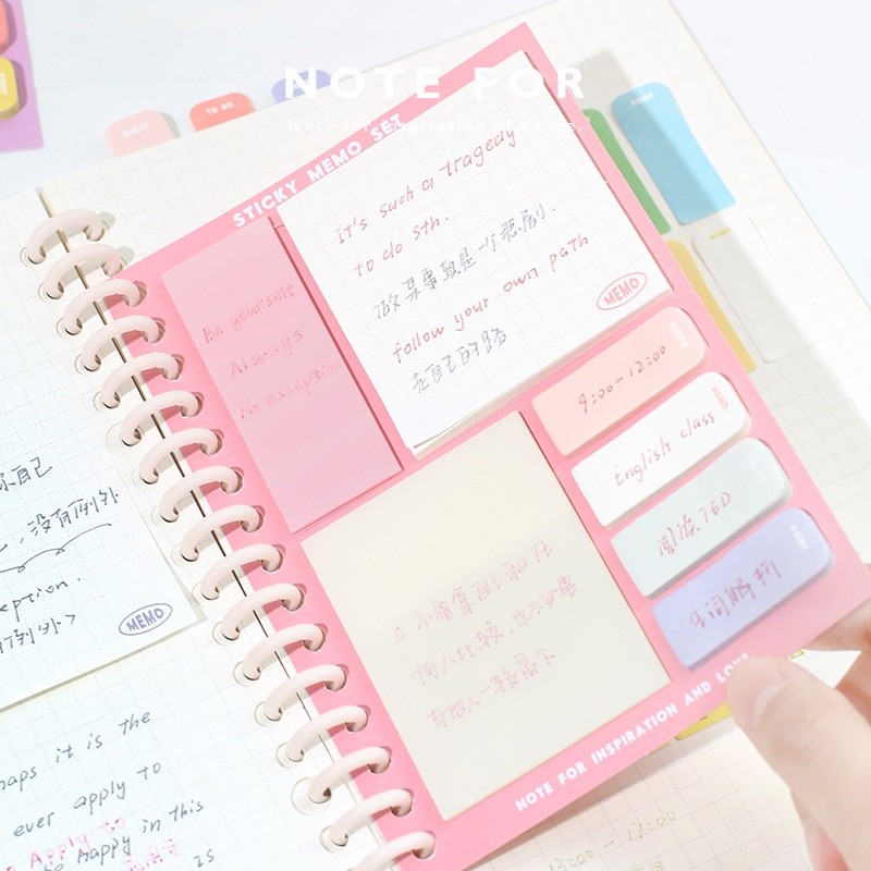 

Combination Binder Sticky Notes Colorful Transparent PET Index Memo Notes A6 Binder Size