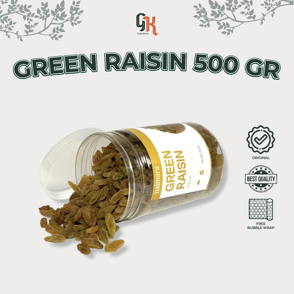 

KISMIS RAISIN HIJAU PREMIUM QUALITY KEMASAN 500GR KISMIS GREEN RAISIN