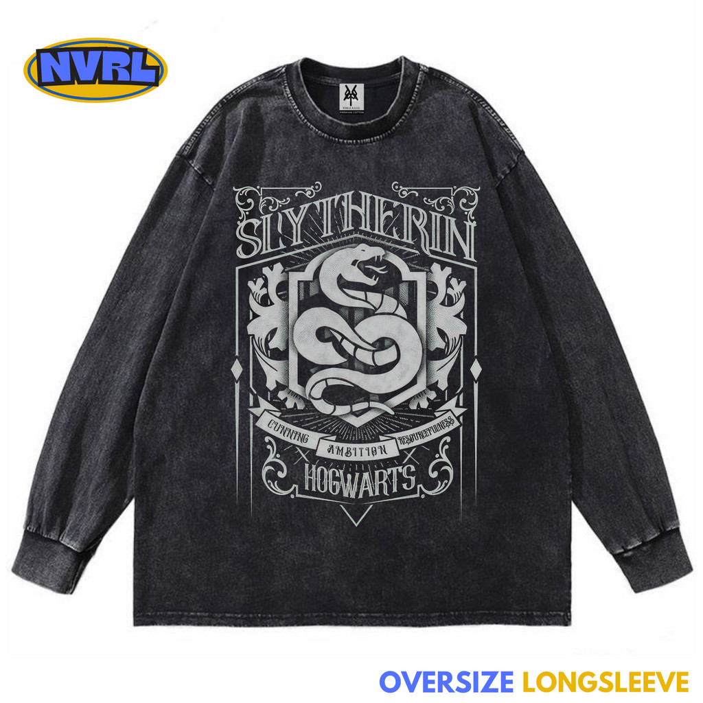 Kaos oversize longsleeve slytherin washed washing vintage tee