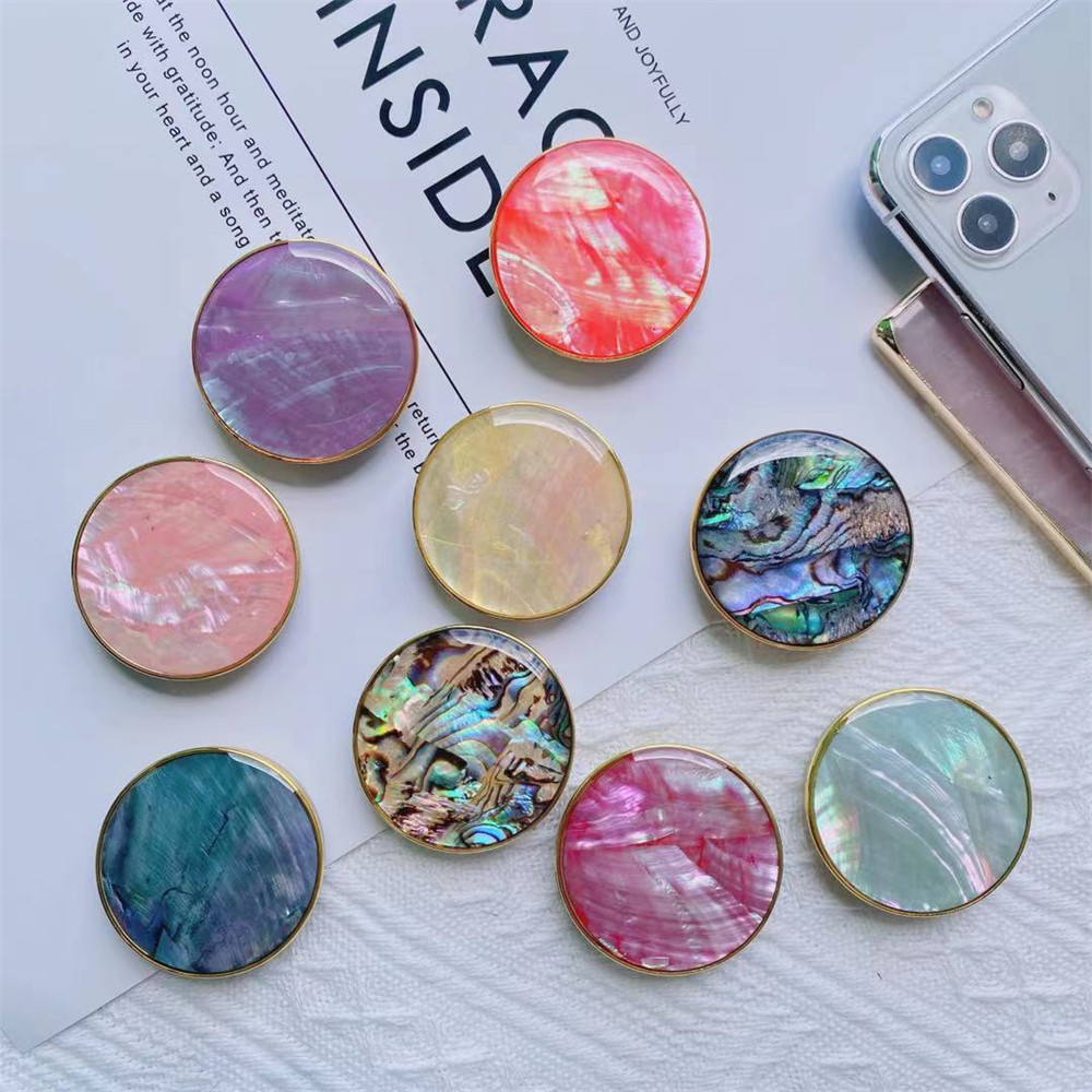 

INS Round Seashell Chrome Phone Grip For iPhone Samsung Huawei Xiaomi Universal Finger Bracket Stand Holder