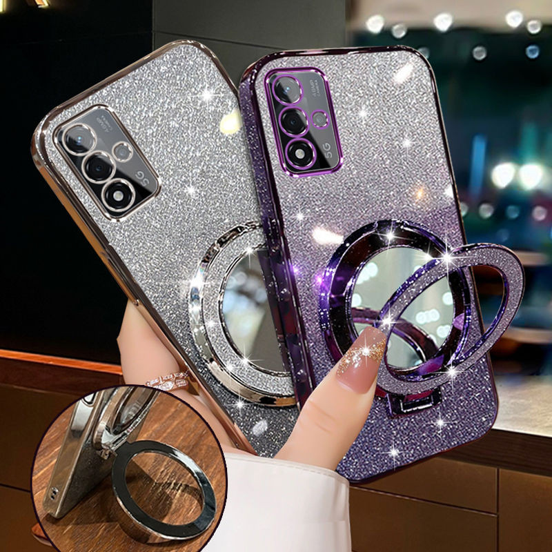For Samsung Galaxy S22 / S22 Plus / S22 Ultra Case Magnetic Plating Sparkling Soft 360 Degree Mirror