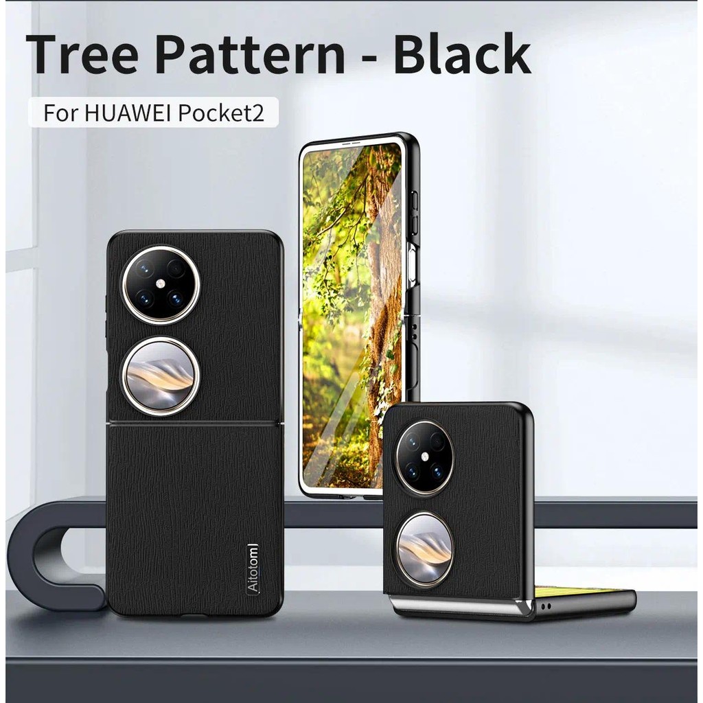 For Huawei Pocket 2 HuaweiPocket2 LEM-AL00 case matte Trees wood textures full protection Hard Back 