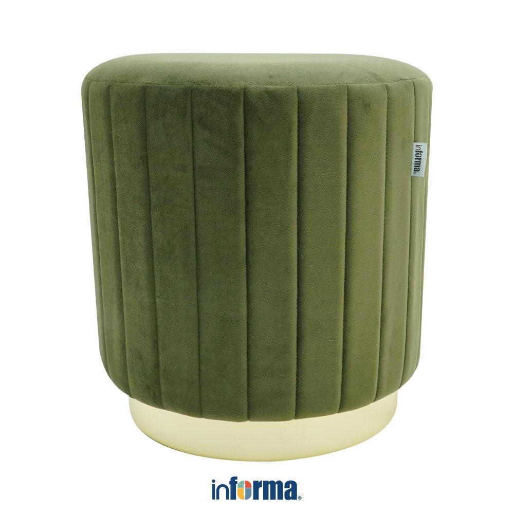 Informa Wilshire Bangku Fabric Velvet - Hijau Khaki Multipurpose Stool Bangku Makan Cafe Restoran Se